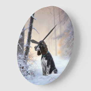 English Springer Spaniel Let It Snow Christmas Large Clock