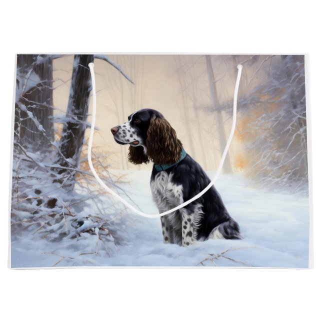English Springer Spaniel Let It Snow Christmas Large Gift Bag (Front)