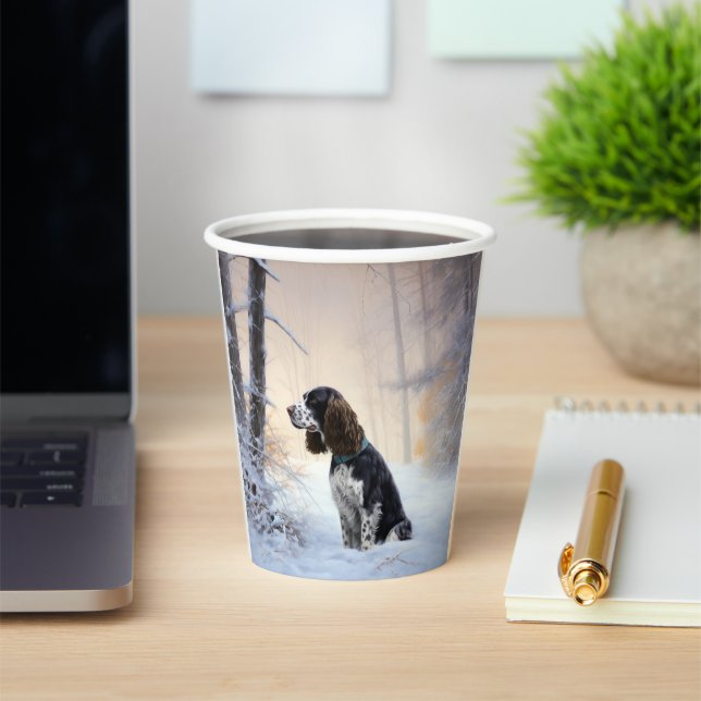 English Springer Spaniel Let It Snow Christmas Paper Cups (Insitu)