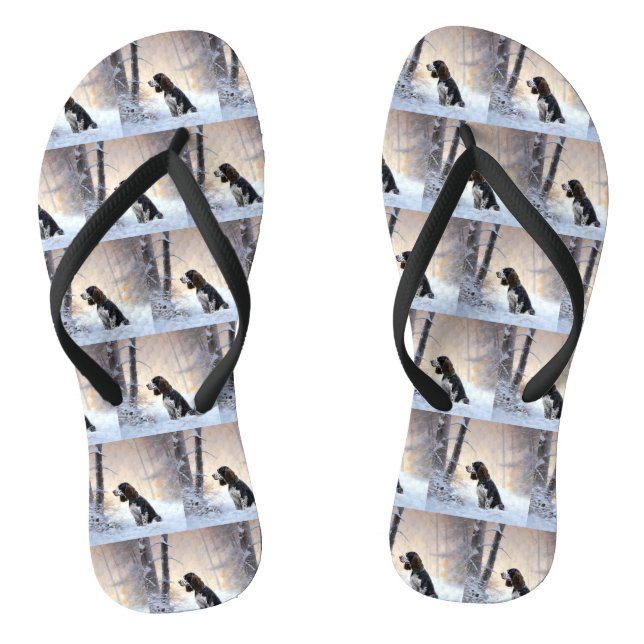 English Springer Spaniel Let It Snow Christmas Thongs (Footbed)