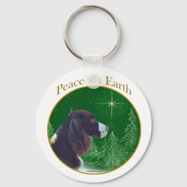 English Springer Spaniel (liver) Peace Key Ring (Front)