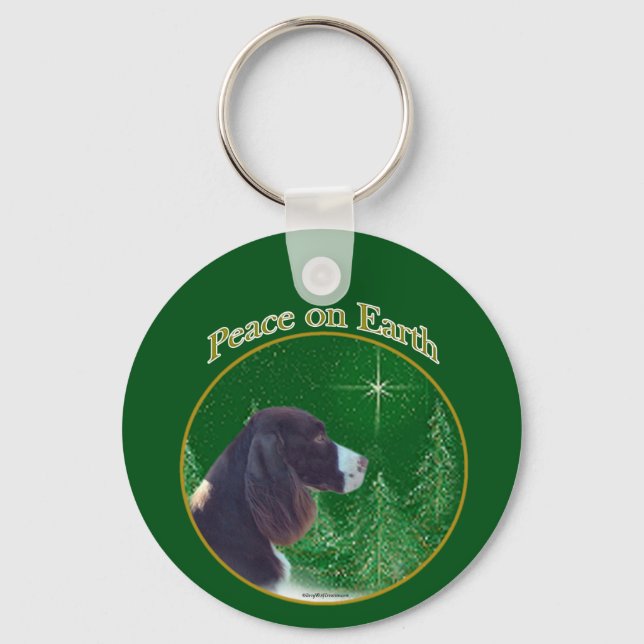 English Springer Spaniel (liver) Peace Key Ring (Front)
