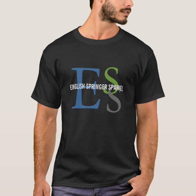 English Springer Spaniel Monogram Design T-Shirt (Front)