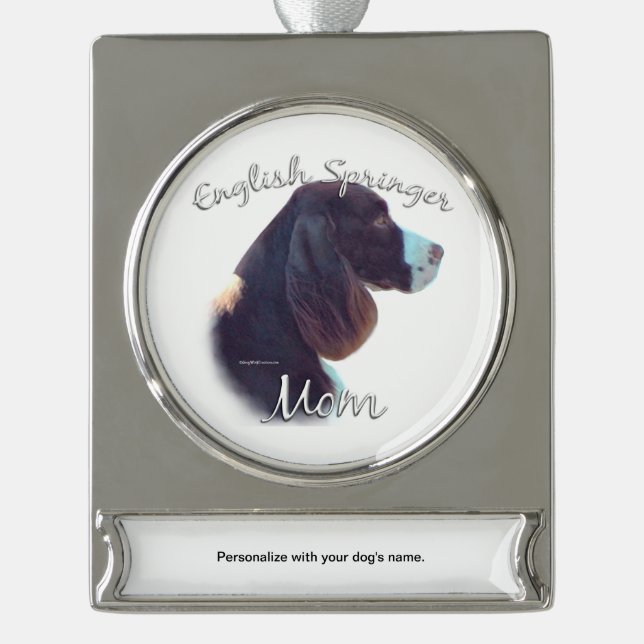 English Springer Spaniel Mum 2 Silver Plated Banner Ornament (Front)