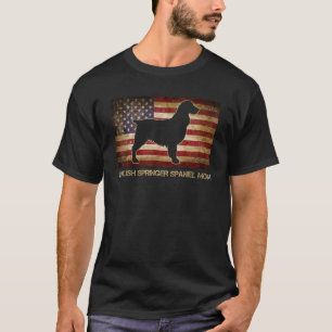 English Springer Spaniel Mum Vintage American Flag T-Shirt