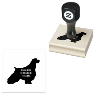 english springer spaniel name silhouette rubber stamp
