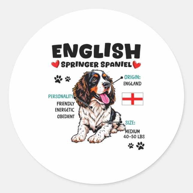 English Springer Spaniel Owner Funny Dog Lover  Classic Round Sticker (Front)