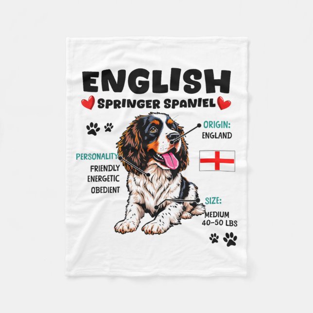 English Springer Spaniel Owner Funny Dog Lover  Fleece Blanket (Front)