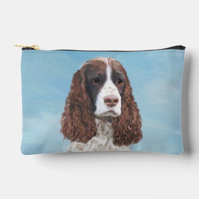 English Springer Spaniel Painting Original Dog Art Accessory Pouch (Front)