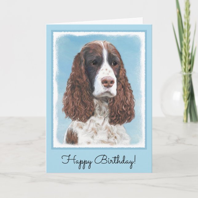 English Springer Spaniel Painting Original Dog Art Card (Front)