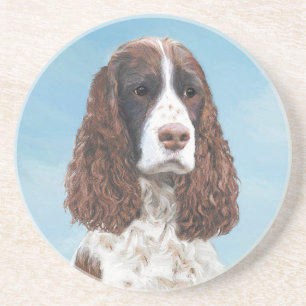English Springer Spaniel Painting Original Dog Art Coaster