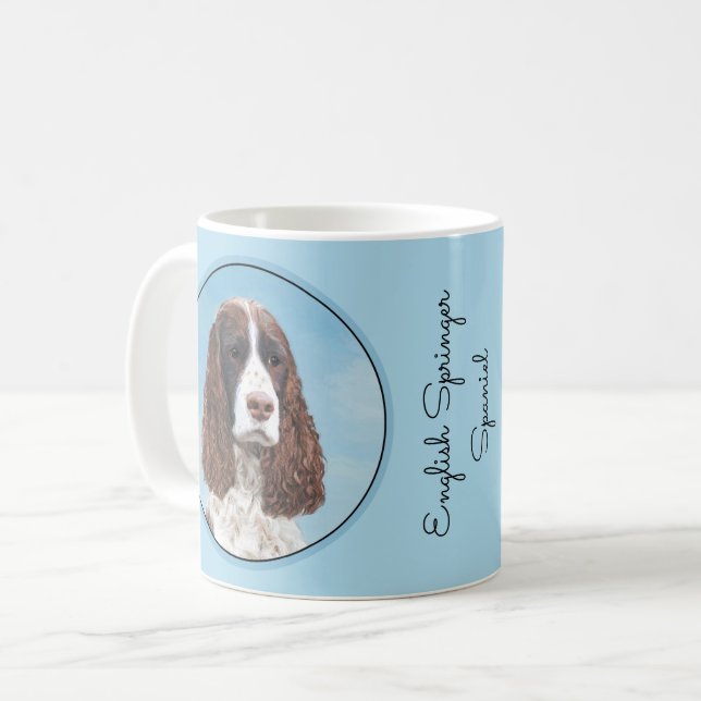 English Springer Spaniel Painting Original Dog Art Coffee Mug (Front Left)