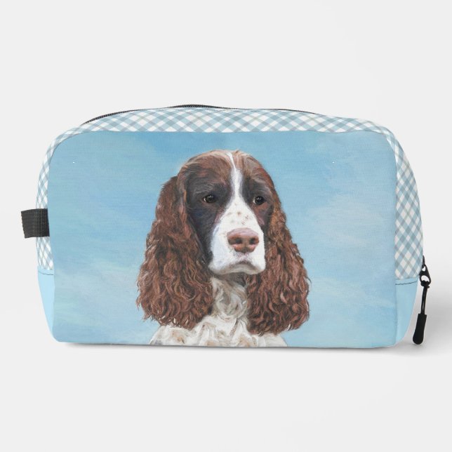English Springer Spaniel Painting Original Dog Art Dopp Kit (Front)