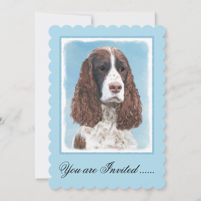 English Springer Spaniel Painting Original Dog Art Invitation (Front)