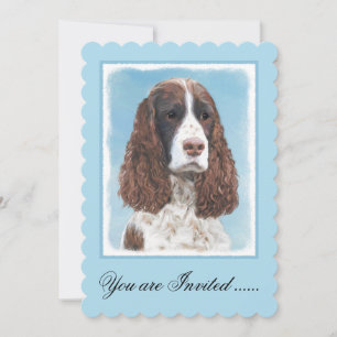 English Springer Spaniel Painting Original Dog Art Invitation