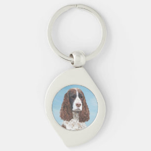 English Springer Spaniel Painting Original Dog Art Key Ring