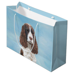 English Springer Spaniel Painting Original Dog Art Large Gift Bag