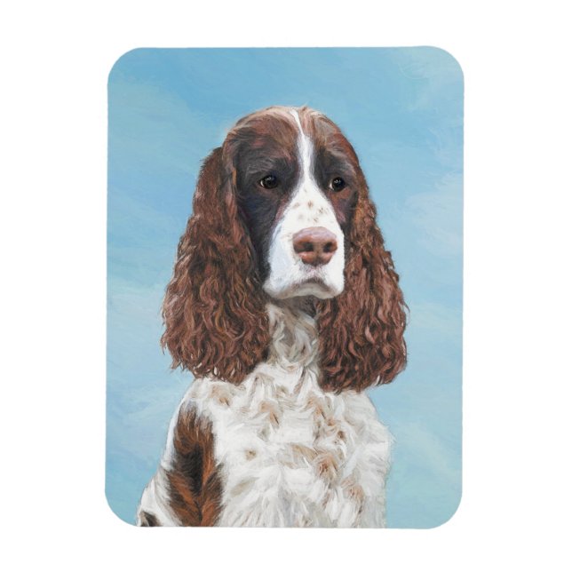 English Springer Spaniel Painting Original Dog Art Magnet (Vertical)
