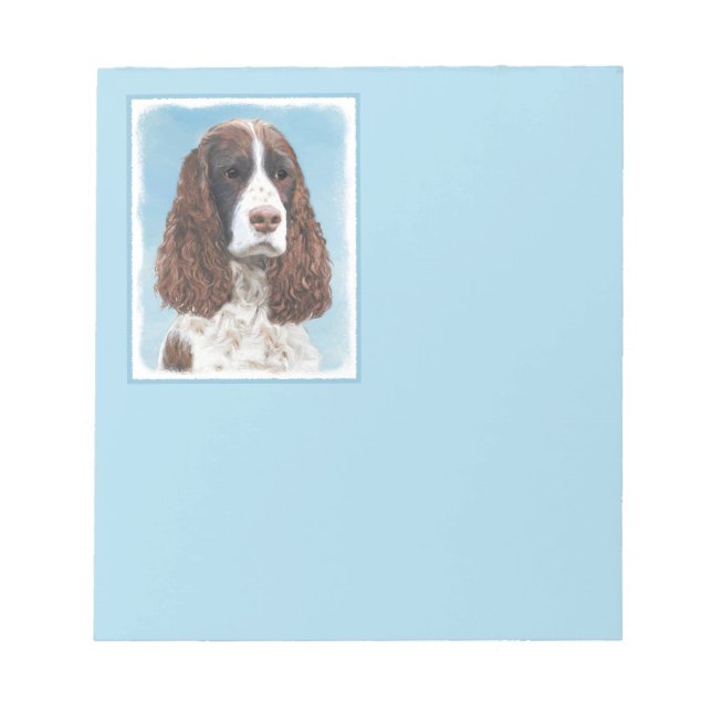 English Springer Spaniel Painting Original Dog Art Notepad (Front)