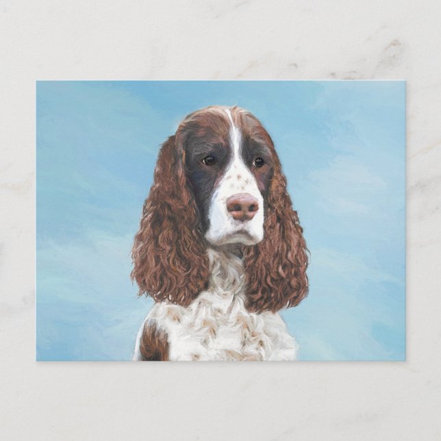 English Springer Spaniel Painting Original Dog Art Postcard (Front)