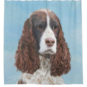 English Springer Spaniel Painting Original Dog Art Shower Curtain