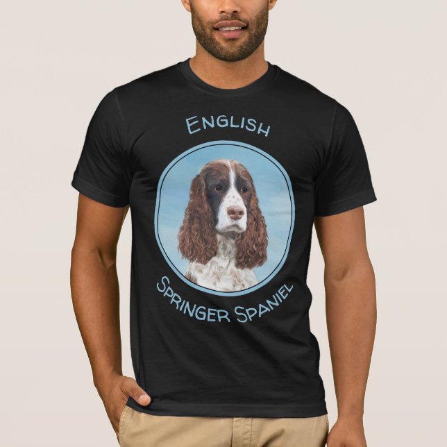 English Springer Spaniel Painting Original Dog Art T-Shirt (Front)