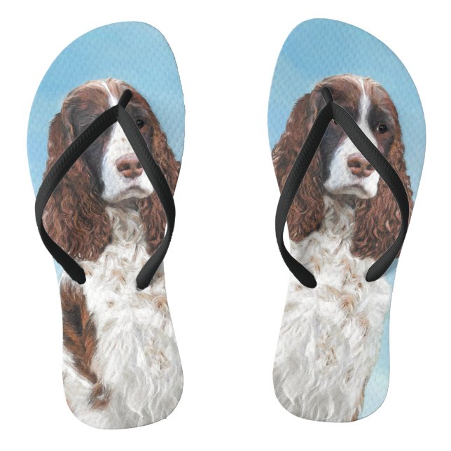 English Springer Spaniel Painting Original Dog Art Thongs (Footbed)