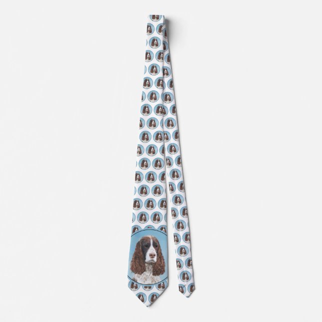 English Springer Spaniel Painting Original Dog Art Tie (Front)