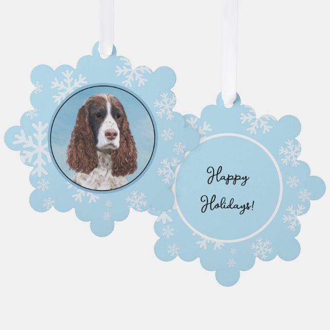 English Springer Spaniel Painting Original Dog Art Tree Decoration Card (Front/Back)