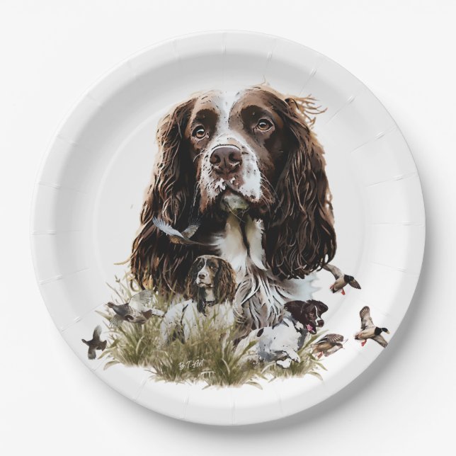 English Springer Spaniel Paper Plate (Front)
