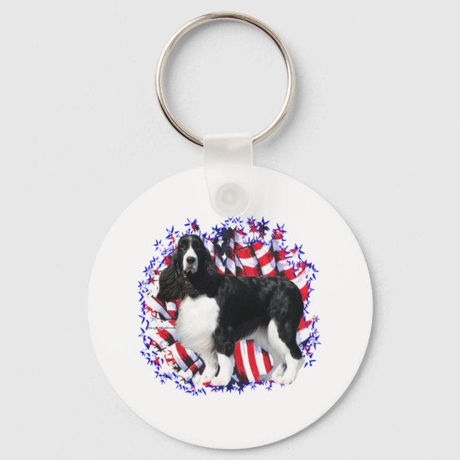 English Springer Spaniel Patriot Key Ring (Front)