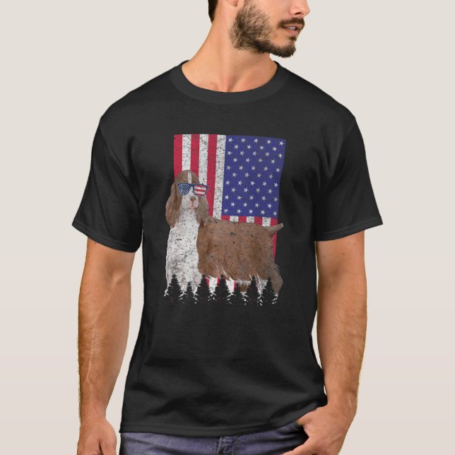 English Springer Spaniel Patriotic Dog USA America T-Shirt (Front)