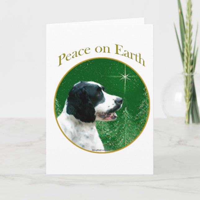 English Springer Spaniel Peace Holiday Card (Front)