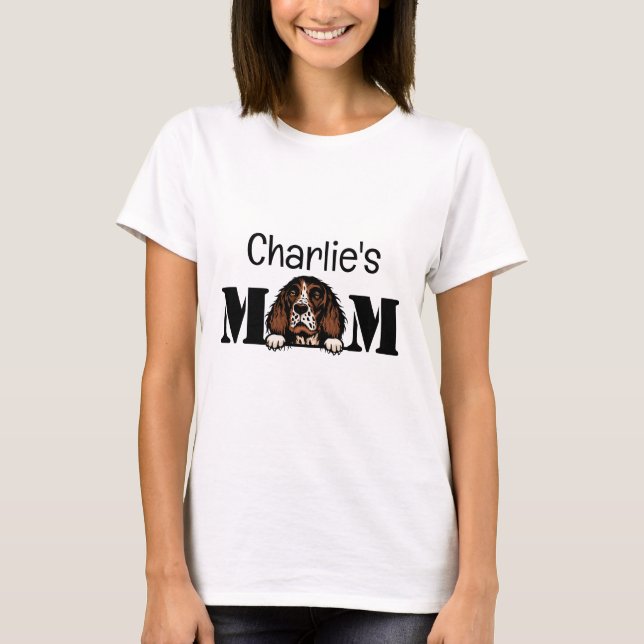 English Springer Spaniel Peeking Personalised Mum  T-Shirt (Front)