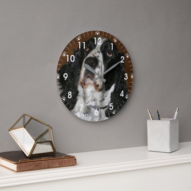 English Springer Spaniel Pet Photo Large Clock (Office)