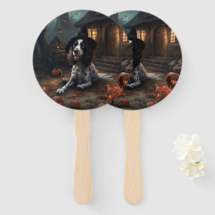 English Springer Spaniel Pumpkins Halloween Scary  Hand Fan