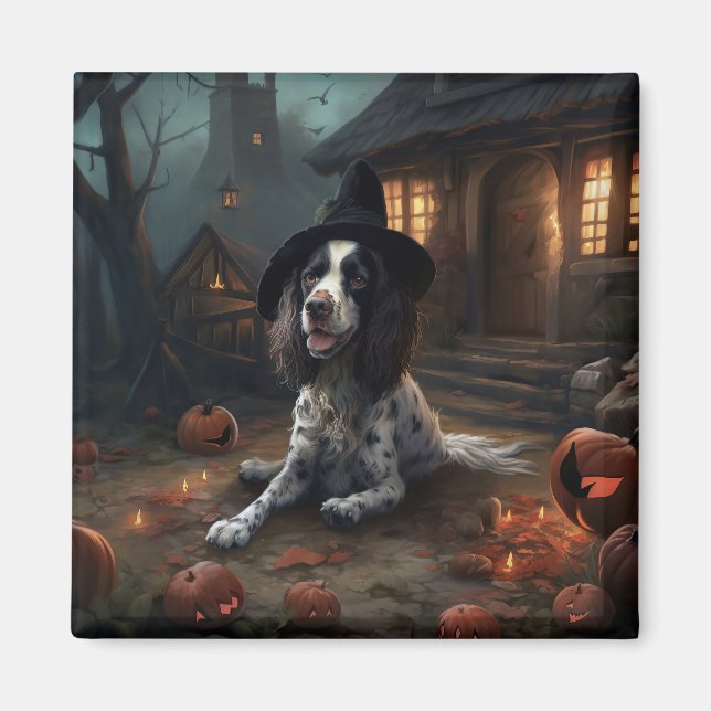 English Springer Spaniel Pumpkins Halloween Scary  Magnet (Front)