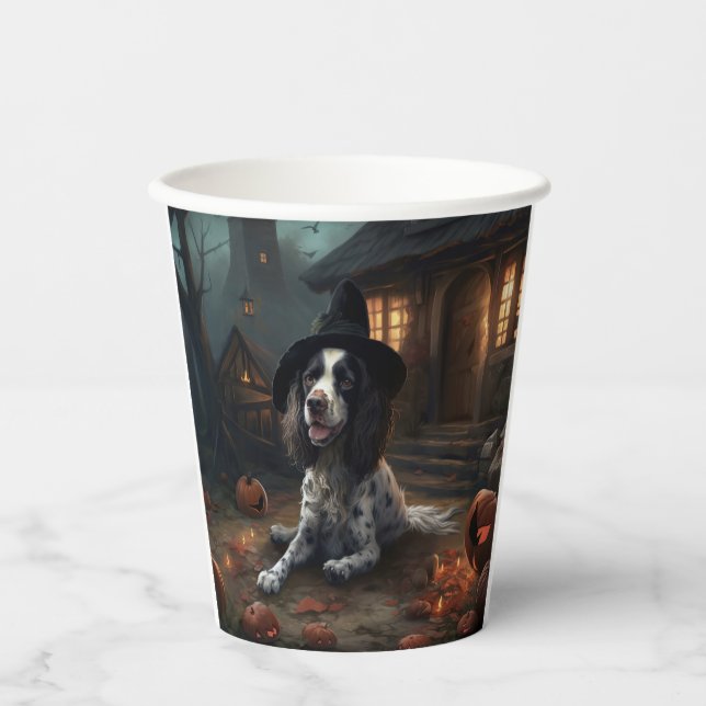 English Springer Spaniel Pumpkins Halloween Scary  Paper Cups (Front)