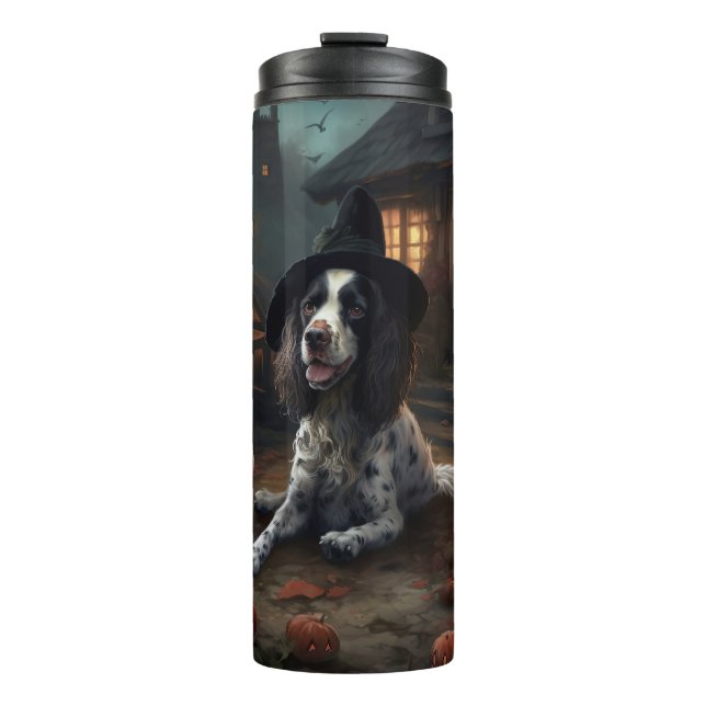 English Springer Spaniel Pumpkins Halloween Scary  Thermal Tumbler (Front)