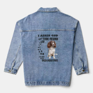 English Springer Spaniel Quote Mum Dad Print, Hunt Denim Jacket
