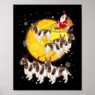 English Springer Spaniel Reindeer Christmas Dog Lo Poster