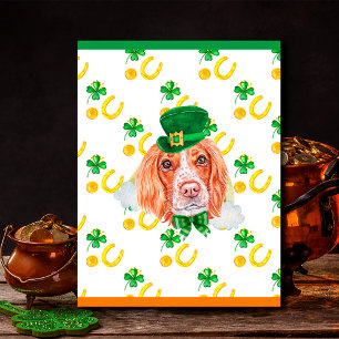 English Springer Spaniel Shamrock St. Patricks Day Holiday Postcard