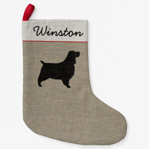 English Springer Spaniel Silhouette with Text Small Christmas Stocking
