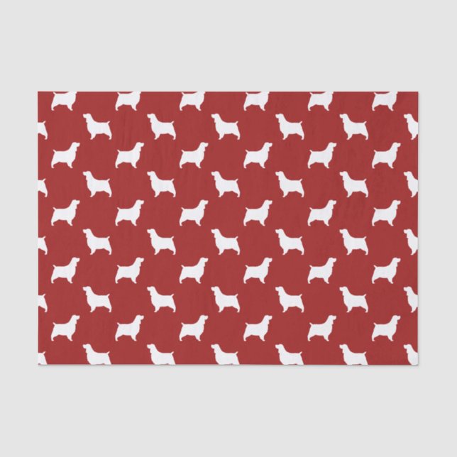English Springer Spaniel Silhouettes Pattern Red Tissue Paper (Front)