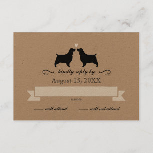 English Springer Spaniel Silhouettes Wedding RSVP Card