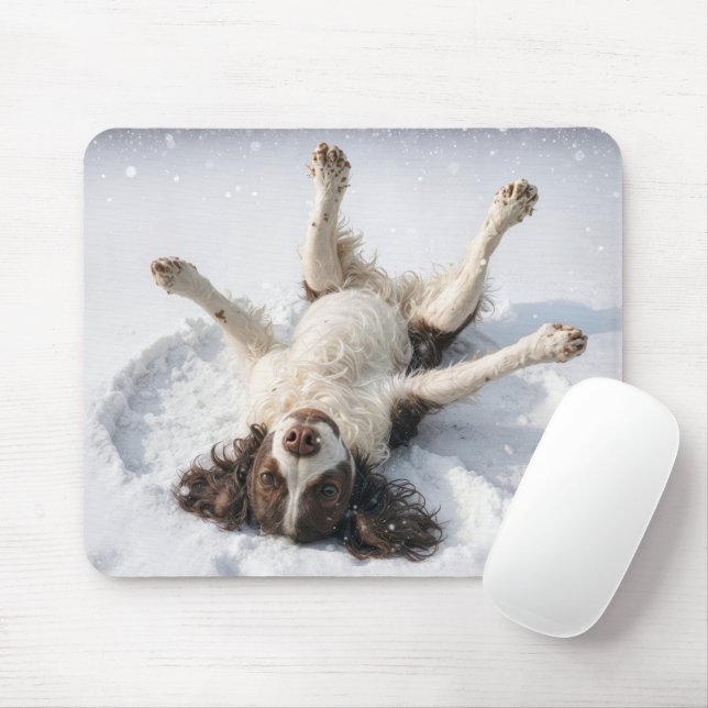 English Springer Spaniel Snow Angel Mouse Pad (With Mouse)