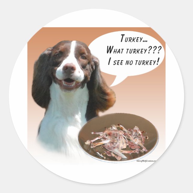 English Springer Spaniel Turkey Classic Round Sticker (Front)