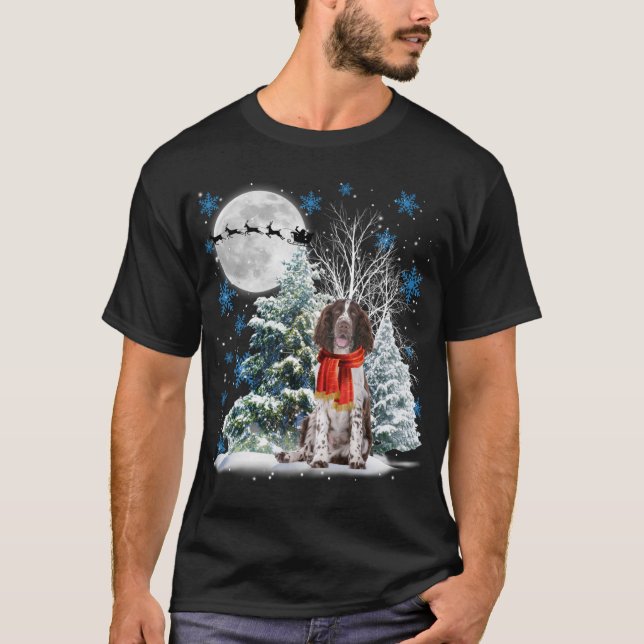 English Springer Spaniel Under Moonlight Christmas T-Shirt (Front)