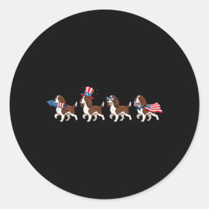 English Springer Spaniel Usa Flag Memorial Day 4th Classic Round Sticker
