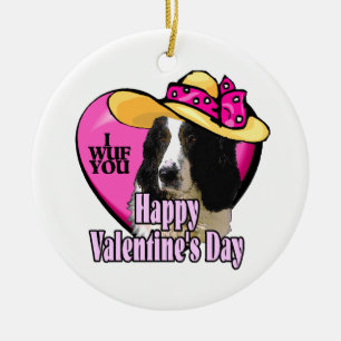 English Springer Spaniel Valentines Day Ceramic Ornament